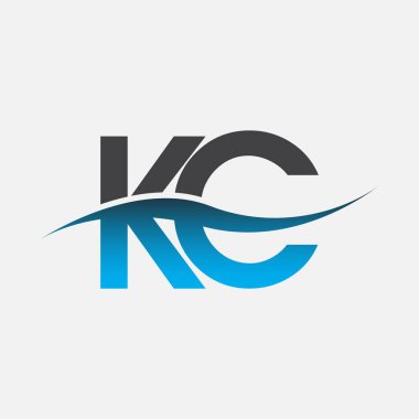 İlk harf logosu KC şirketinin adı mavi ve gri renk desenli. İş ve şirket kimliği için vektör logosu.