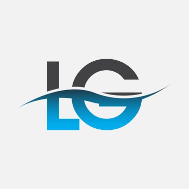 İlk harf logosu LG şirketinin adı mavi ve gri renk desenli. İş ve şirket kimliği için vektör logosu.