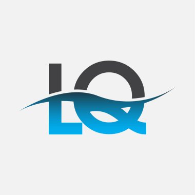 LQ şirketinin ilk harfi mavi ve gri renk desenli. İş ve şirket kimliği için vektör logosu.