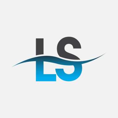 İlk harf LS şirket adı mavi ve gri renk swoosh tasarımı. İş ve şirket kimliği için vektör logosu.