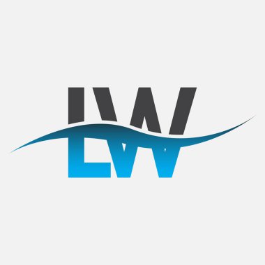İlk harf logosu LW şirketi adı mavi ve gri renk desenli. İş ve şirket kimliği için vektör logosu.