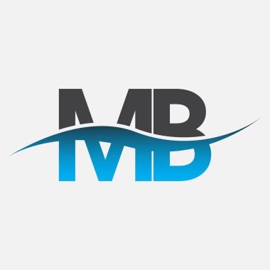 İlk harf logosu MB şirketinin adı mavi ve gri renk desenli. İş ve şirket kimliği için vektör logosu.