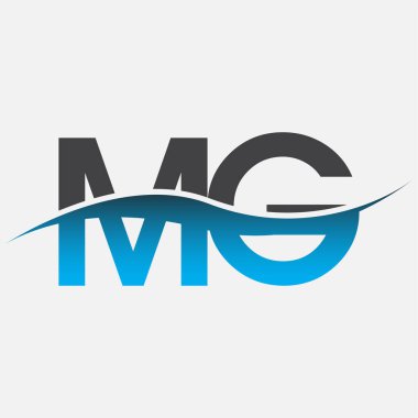 İlk harf logosu MG şirketinin adı mavi ve gri renk desenli. İş ve şirket kimliği için vektör logosu.