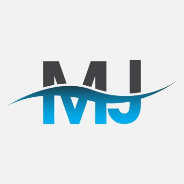 İlk harf logosu MJ şirketinin adı mavi ve gri renk desenli. İş ve şirket kimliği için vektör logosu.