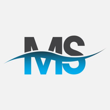 İlk harf logosu MS şirketinin adı Mavi ve Gri Renk Swoosh Tasarımı. İş ve şirket kimliği için vektör logosu.
