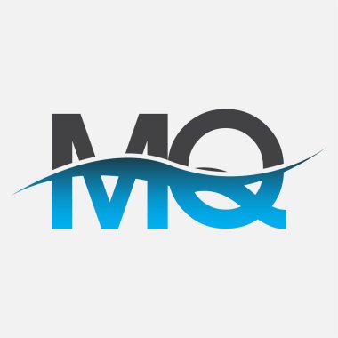 İlk harf logosu MQ şirketinin adı mavi ve gri renk desenli. İş ve şirket kimliği için vektör logosu.