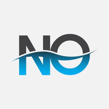 İlk harf logosu HAYIR şirket adı mavi ve gri renk swoosh tasarımı. İş ve şirket kimliği için vektör logosu.