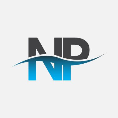 İlk harf NP şirket adı Mavi ve Gri renkli Swoosh tasarımı. İş ve şirket kimliği için vektör logosu.