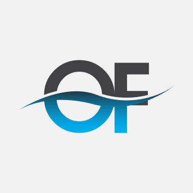 Şirket adının ilk harf logosu: Mavi ve gri renkli Swoosh tasarımı. İş ve şirket kimliği için vektör logosu.