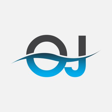 İlk harf logosu OJ şirketi adı mavi ve gri renk desenli. İş ve şirket kimliği için vektör logosu.
