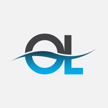 İlk harf logosu OL şirketinin adı mavi ve gri renk desenli. İş ve şirket kimliği için vektör logosu.