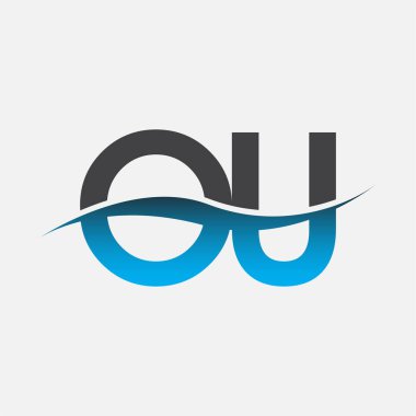 İlk harf logosu. Şirketin adı Mavi ve Gri Renk Swoosh Tasarımı. İş ve şirket kimliği için vektör logosu.