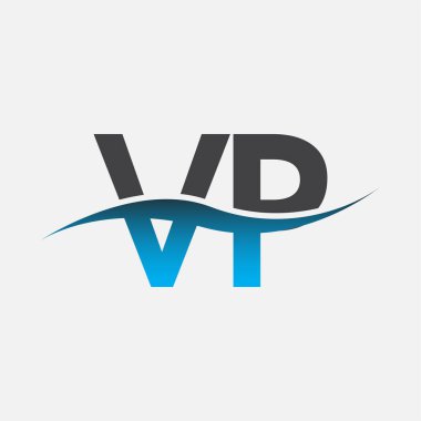 İlk harf logo başkan yardımcısı şirketinin adı mavi ve gri renk desenli. İş ve şirket kimliği için vektör logosu.