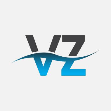 İlk harf logosu VZ şirket adı mavi ve gri renk swoosh tasarımı. İş ve şirket kimliği için vektör logosu.