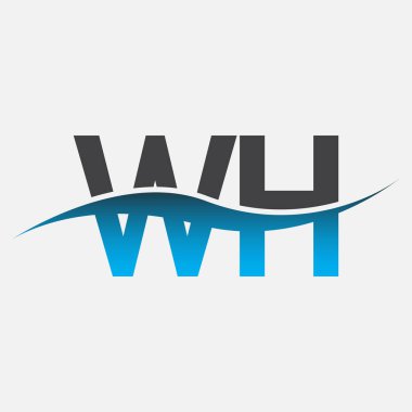 İlk harf logosu WH şirketinin adı mavi ve gri renk deseni. İş ve şirket kimliği için vektör logosu.