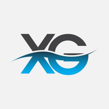 İlk harf logosu XG şirketi adı mavi ve gri renk swoosh tasarımı. İş ve şirket kimliği için vektör logosu.