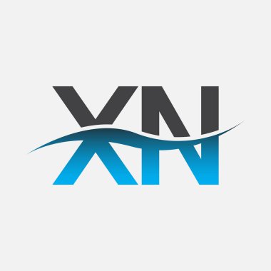 İlk harf logosu XN şirket adı mavi ve gri renk swoosh tasarımı. İş ve şirket kimliği için vektör logosu.