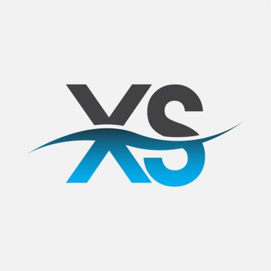 İlk harf logosu XS şirketinin adı mavi ve gri renk desenli. İş ve şirket kimliği için vektör logosu.