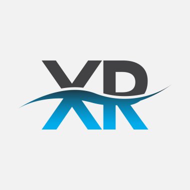 İlk harf logosu XR şirket adı mavi ve gri renk swoosh tasarımı. İş ve şirket kimliği için vektör logosu.