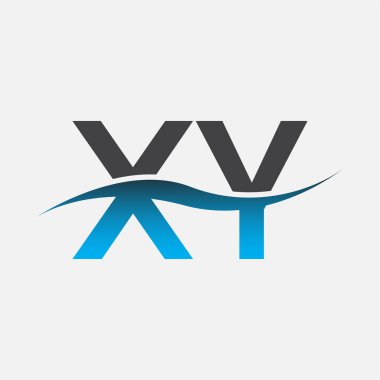 İlk harf logosu XY şirket adı mavi ve gri renk swoosh tasarımı. İş ve şirket kimliği için vektör logosu.