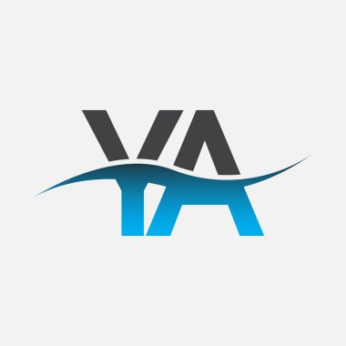 İlk harf YA şirket adı Mavi ve Gri renkli Swoosh tasarımı. İş ve şirket kimliği için vektör logosu.