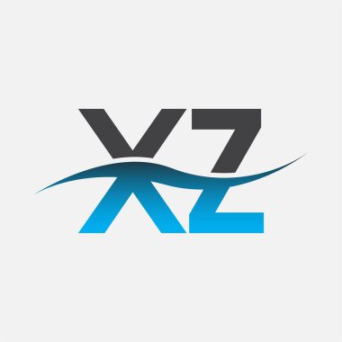 İlk harf logosu XZ şirket adı mavi ve gri renk swoosh tasarımı. İş ve şirket kimliği için vektör logosu.