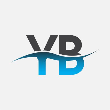 İlk harf logosu YB şirketinin adı mavi ve gri renk swoosh tasarımı. İş ve şirket kimliği için vektör logosu.