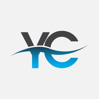 İlk harf logosu YC şirketinin adı mavi ve gri renk desenli. İş ve şirket kimliği için vektör logosu.
