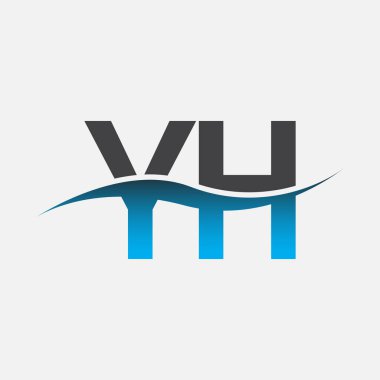 İlk harf logosu YH şirketinin adı mavi ve gri renk desenli. İş ve şirket kimliği için vektör logosu.