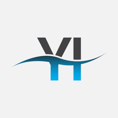 İlk harf logosu YI şirketinin adı mavi ve gri renk desenli. İş ve şirket kimliği için vektör logosu.