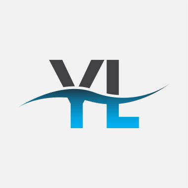 İlk harf logosu YL şirketinin adı mavi ve gri renk desenli. İş ve şirket kimliği için vektör logosu.