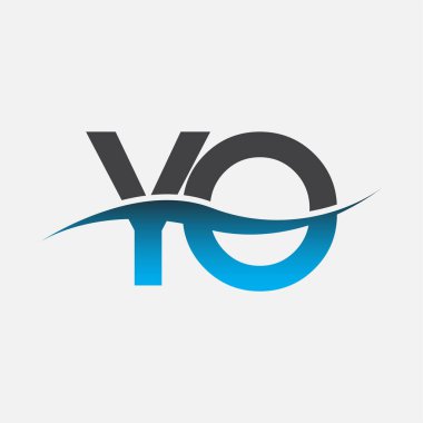 İlk harf logosu. Şirketin adı Mavi ve Gri renkli Swoosh tasarımı. İş ve şirket kimliği için vektör logosu.