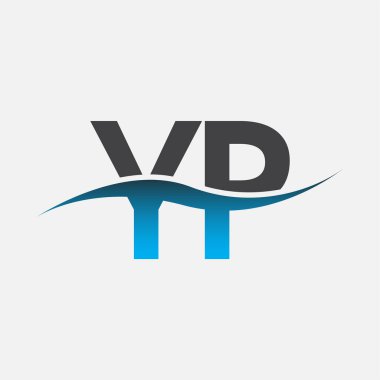 İlk harf logosu YP şirketinin adı mavi ve gri renk desenli. İş ve şirket kimliği için vektör logosu.
