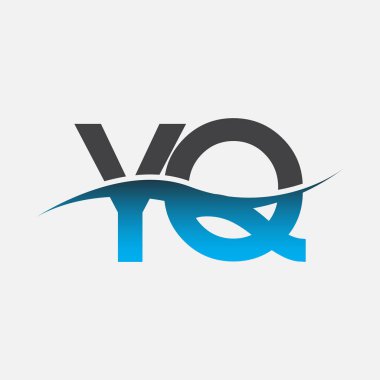İlk harf logosu YQ şirketinin adı mavi ve gri renkli Swoosh tasarımı. İş ve şirket kimliği için vektör logosu.