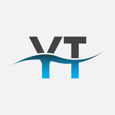İlk harf logosu YT şirketinin adı mavi ve gri renk desenli. İş ve şirket kimliği için vektör logosu.