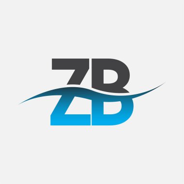 İlk harf logosu ZB. Mavi ve gri renkli Swoosh tasarımı. İş ve şirket kimliği için vektör logosu.