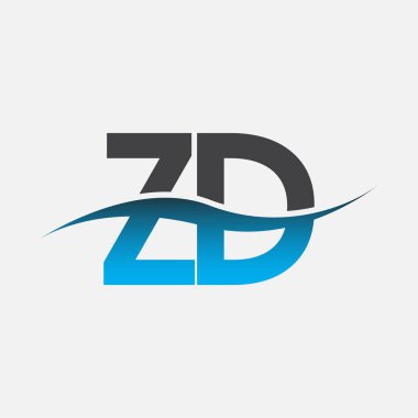 İlk harf logosu ZD. Mavi ve gri renkli Swoosh tasarımı. İş ve şirket kimliği için vektör logosu.