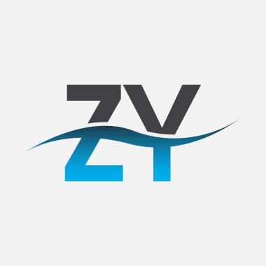 İlk harf logosu ZY şirketinin adı mavi ve gri renk desenli. İş ve şirket kimliği için vektör logosu.
