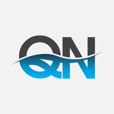 İlk harf QN şirket adı mavi ve gri renk swoosh tasarımı. İş ve şirket kimliği için vektör logosu.