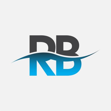 İlk harf logo RB şirketi adı mavi ve gri renk desenli. İş ve şirket kimliği için vektör logosu.