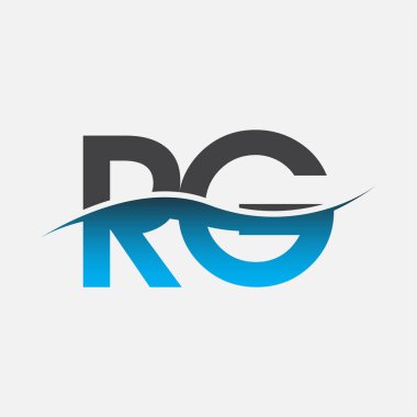 İlk harf logo RG şirketi adı mavi ve gri renk desenli. İş ve şirket kimliği için vektör logosu.