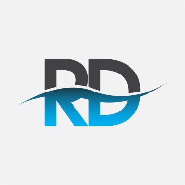 İlk harf Ar-Ge şirketi adı Mavi ve Gri renkli Swoosh tasarımı. İş ve şirket kimliği için vektör logosu.