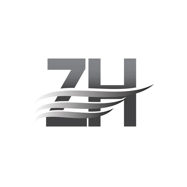 初始Zh翼标识 灰色矢量标识 公司名称业务标识和公司标识 — 图库矢量图片