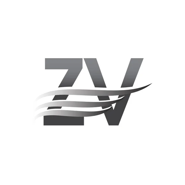 初始Zv翼标识 灰色矢量标识 公司名称业务标识和公司标识 — 图库矢量图片