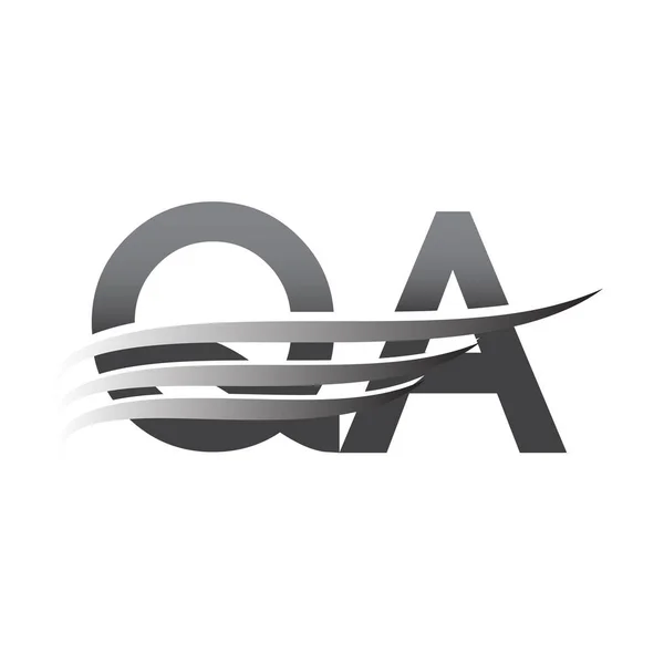 初始Qa翼标识 灰色矢量标识 公司名称业务标识和公司标识 — 图库矢量图片
