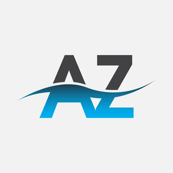 Logotipo Carta Inicial Nome Empresa Azul Cinza Design Swoosh Cor —  Vetores de Stock
