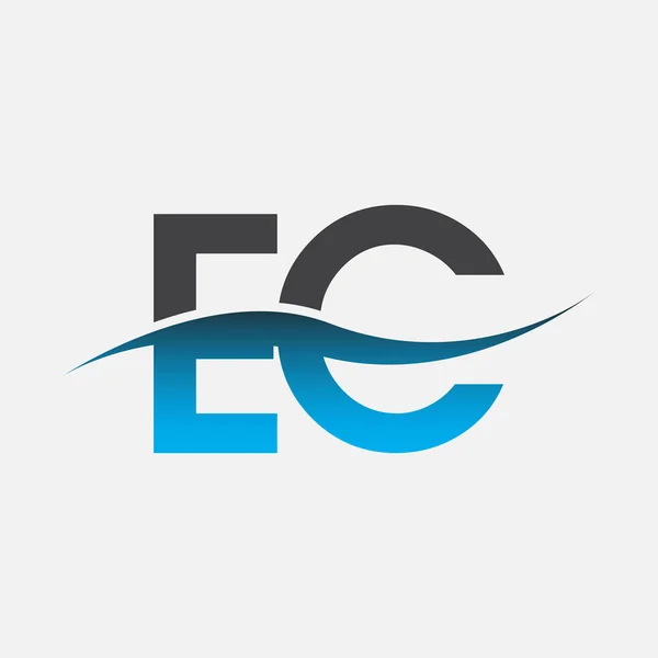 Logotipo Letra Inicial Nome Empresa Design Swoosh Cor Azul Cinza — Vetor de Stock