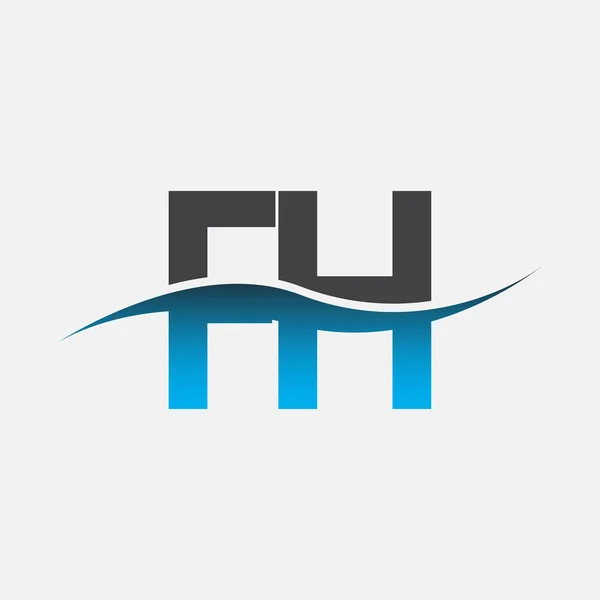Logotipo Inicial Letra Nombre Empresa Azul Gris Diseño Swoosh Color — Vector de stock