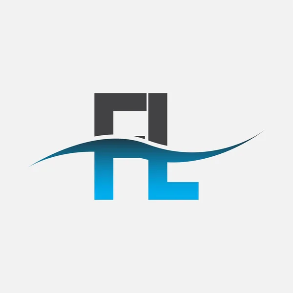 Начальная Буква Логотип Компании Название Синий Серый Цвет Swoosh Дизайн — стоковый вектор