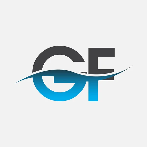 Lettera Iniziale Logo Nome Della Società Blu Grigio Design Swoosh — Vettoriale Stock
